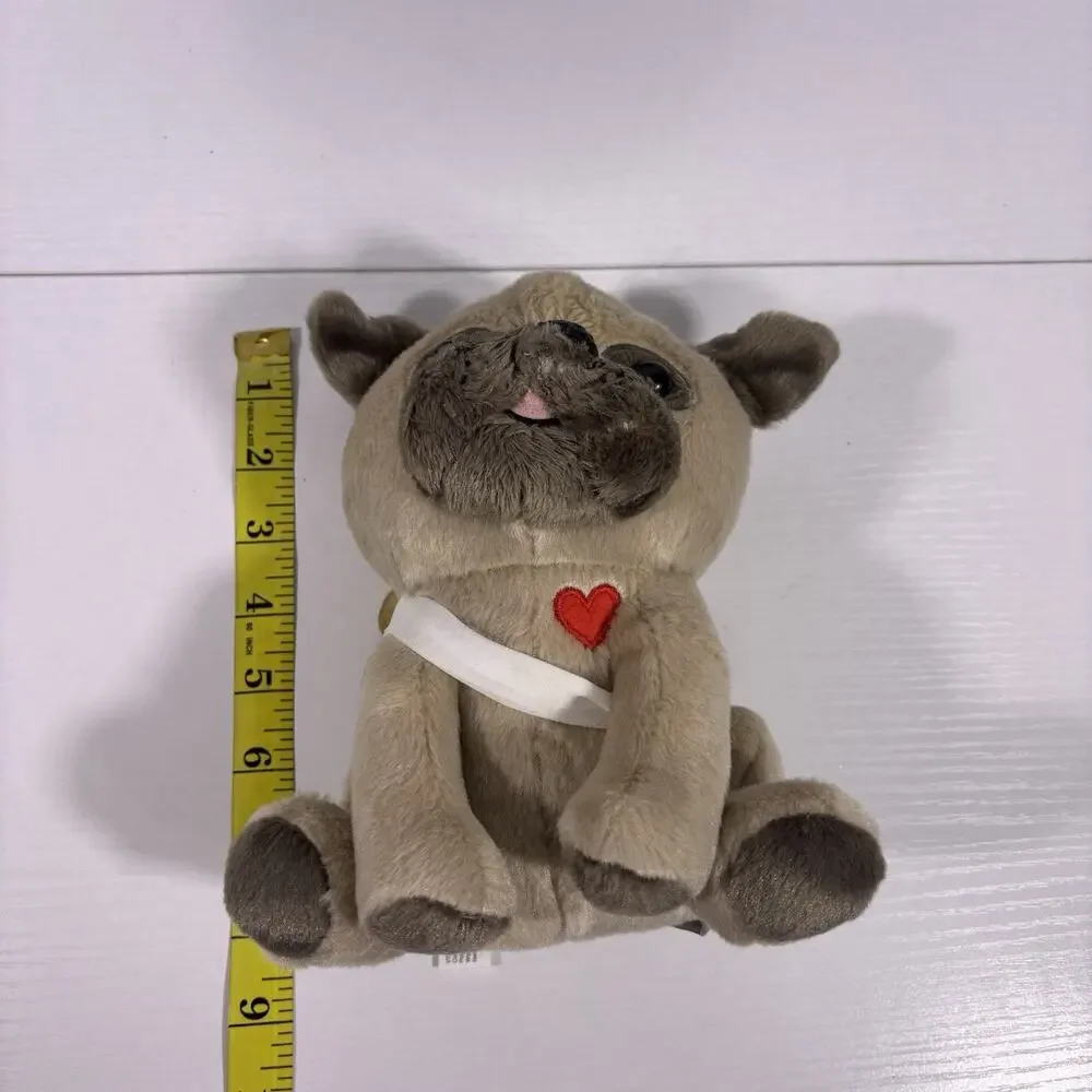 Hallmark Pug Plush Stuffed Animal w/ Heart Angel Wings 8” Cute Dog Valentine